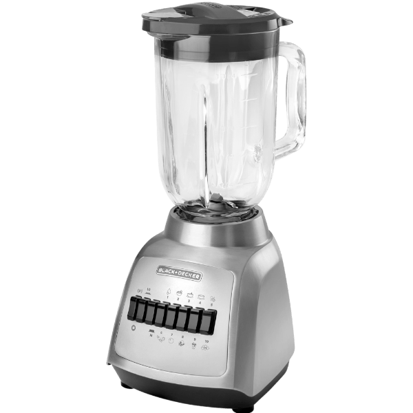 Black + Decker licuadora 10 veloc jarra vidrio 550w base metalica gris