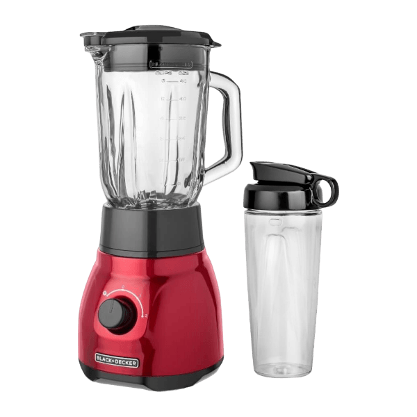 Black + Decker licuadora 2 veloc 750w + vaso personal roja metalica